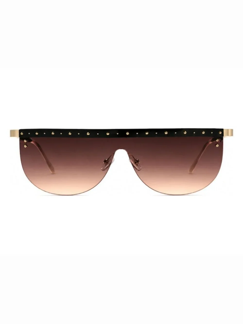 BEBE BBOP-1025CE-780 Women's Shiny Light Gold Shield Frame/Brown Grad Sunglasses